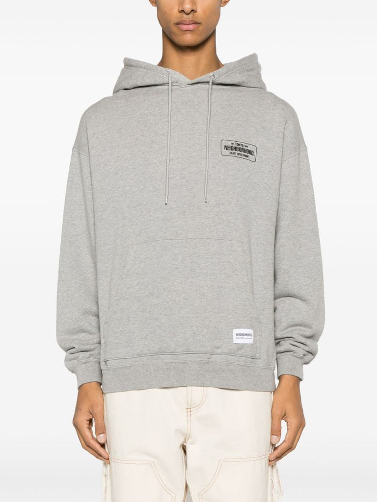 Grey Logo-print Cotton Hoodie