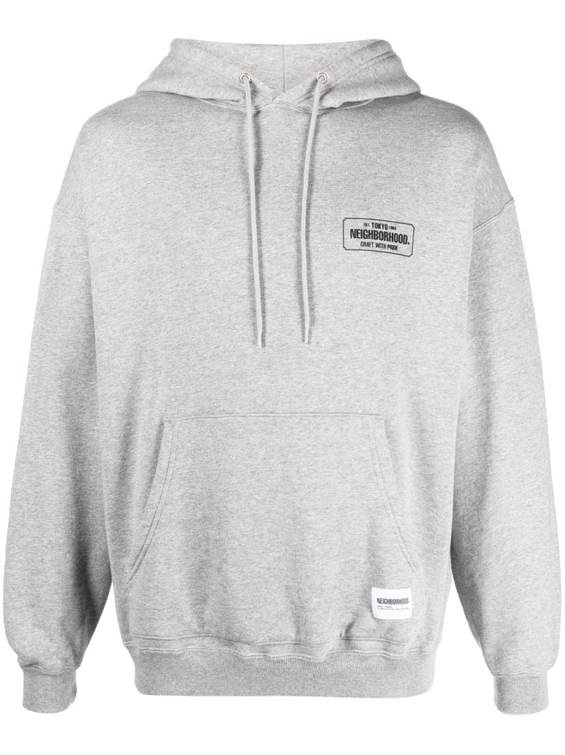 Grey Logo-print Cotton Hoodie