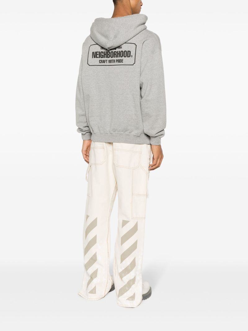 Grey Logo-print Cotton Hoodie