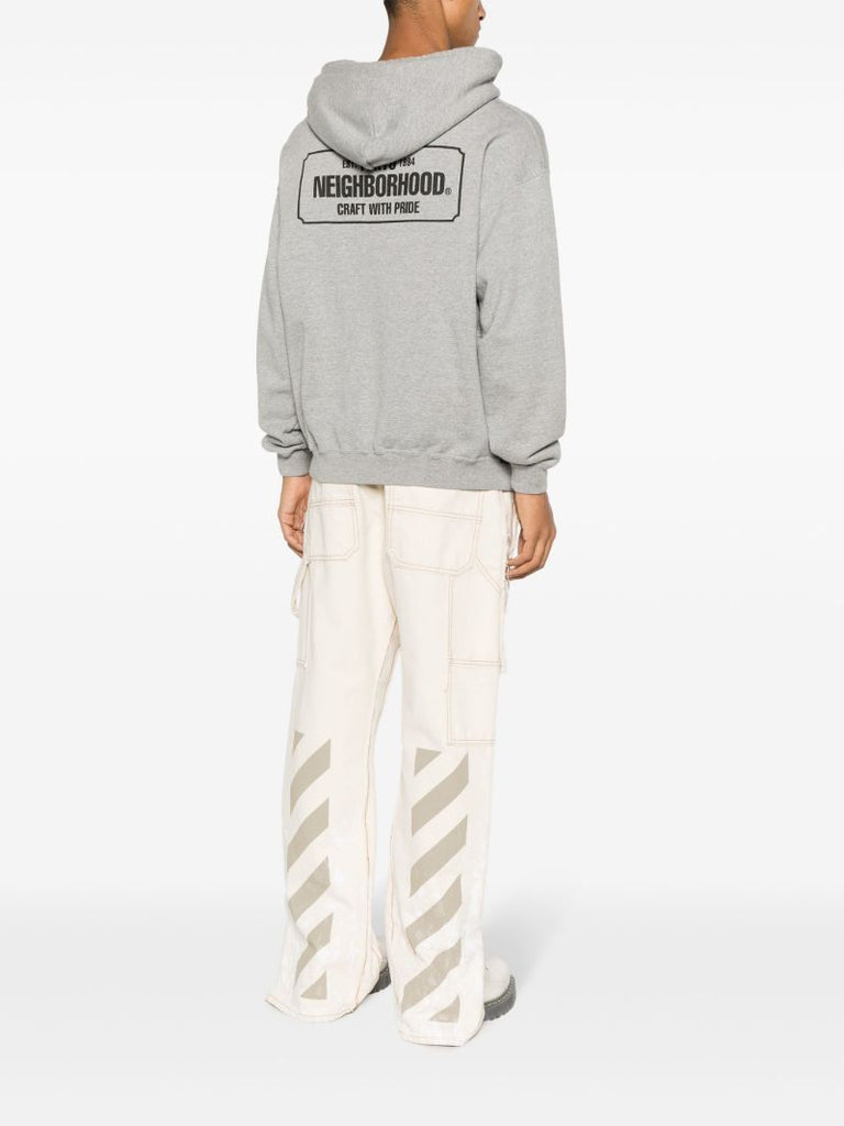 Grey Logo-print Cotton Hoodie