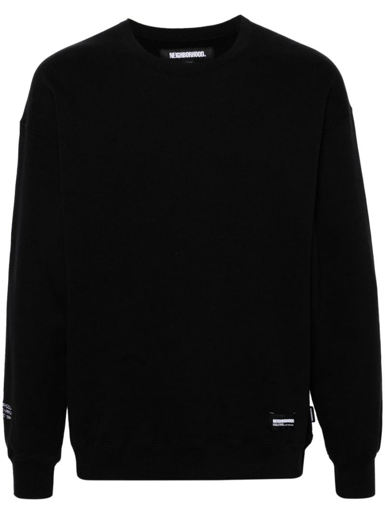 Black Drop-shoulder Cotton Sweatshirt
