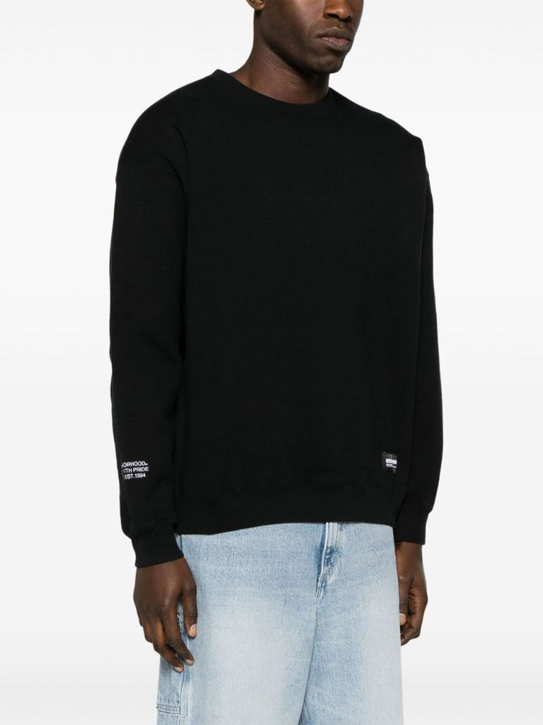 Black Drop-shoulder Cotton Sweatshirt