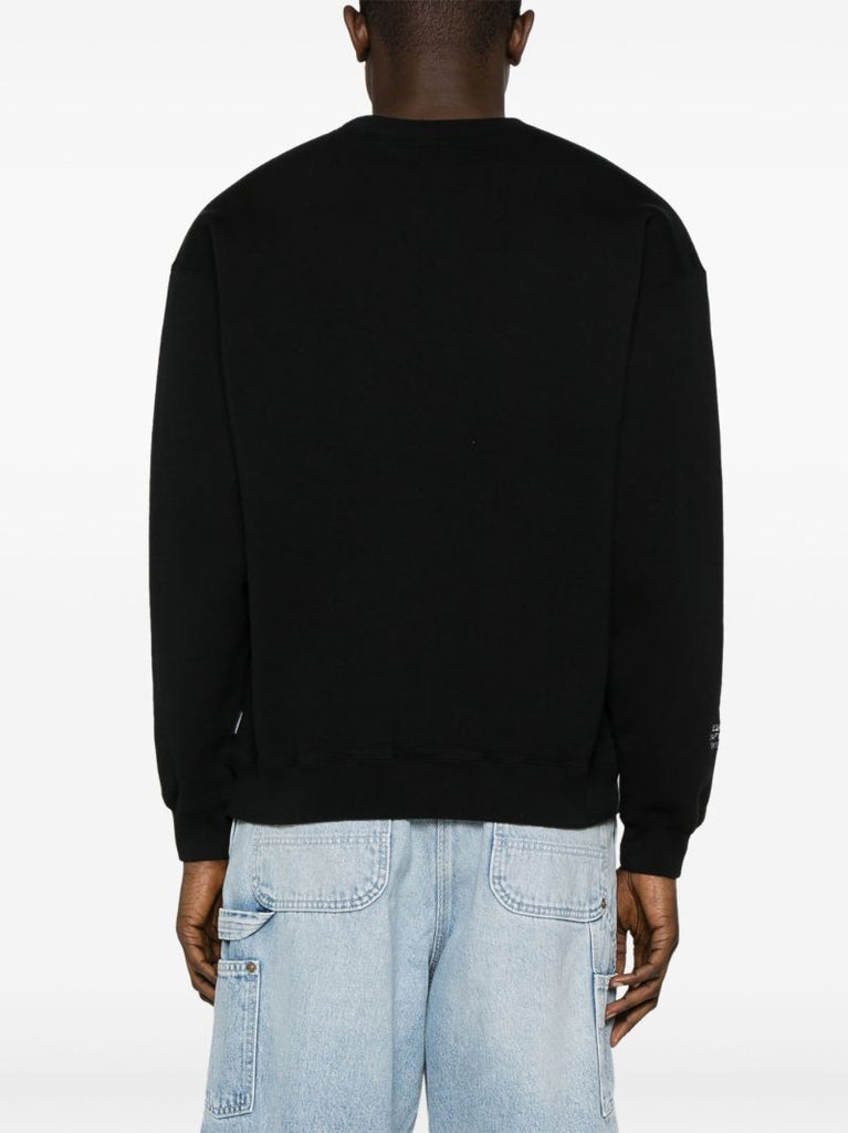 Black Drop-shoulder Cotton Sweatshirt