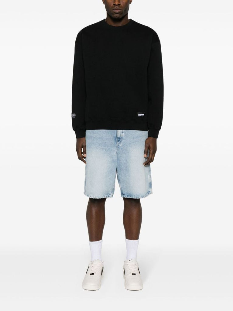Black Drop-shoulder Cotton Sweatshirt