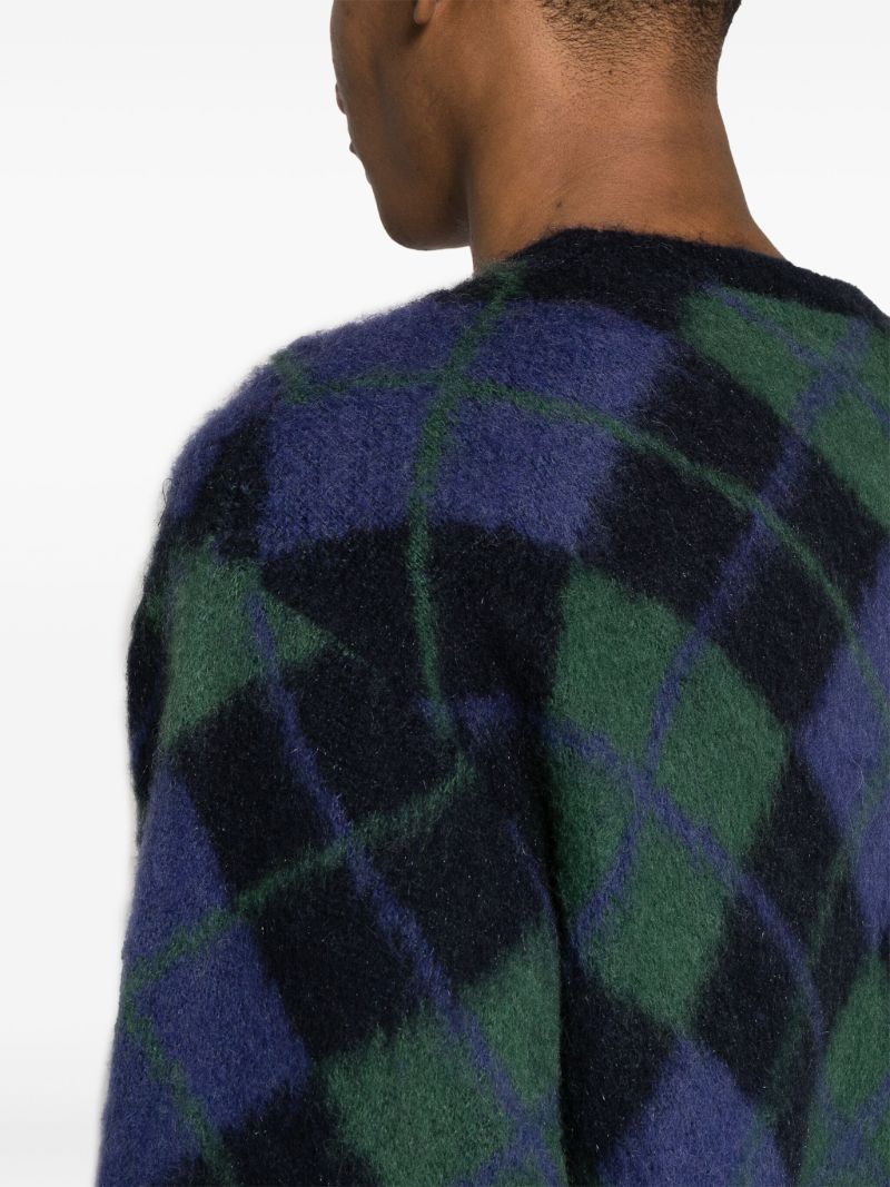 Blue Argyle-pattern Jacquard Jumper