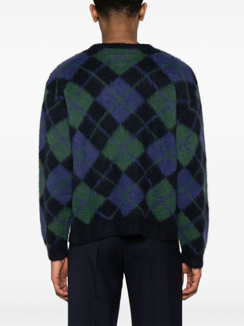 Blue Argyle-pattern Jacquard Jumper