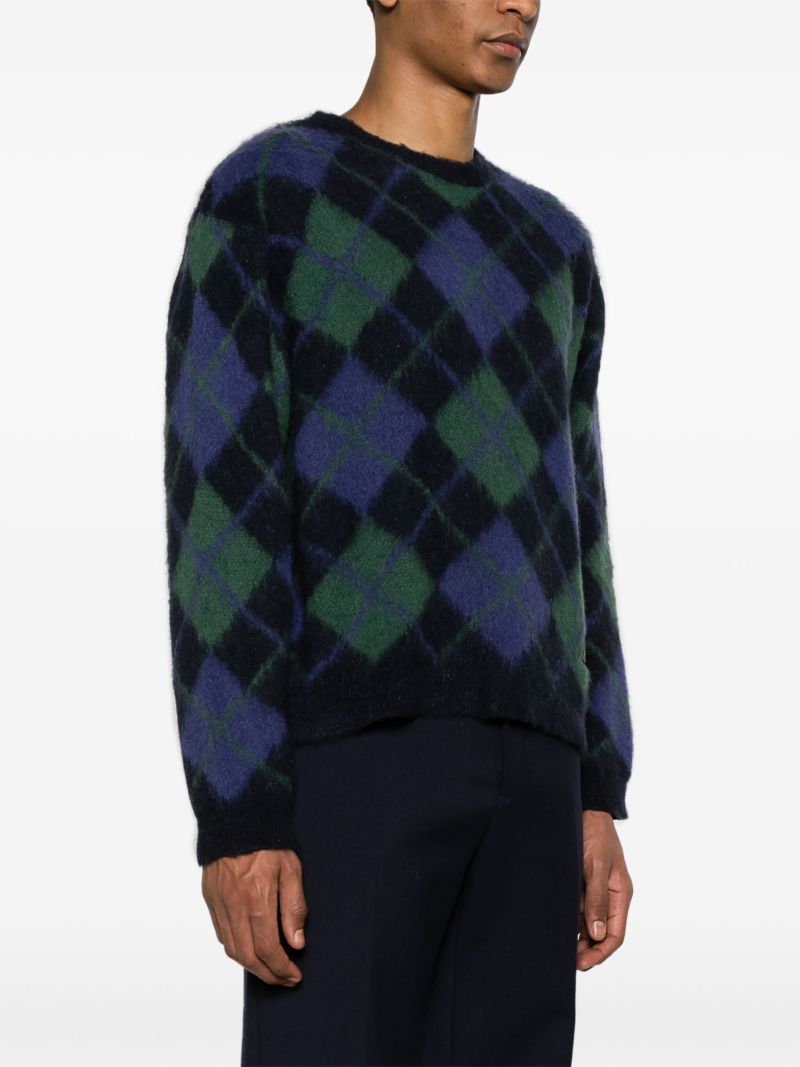Blue Argyle-pattern Jacquard Jumper