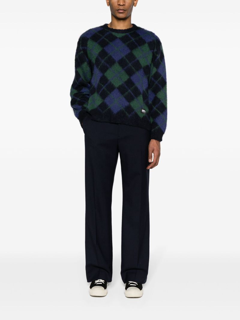 Blue Argyle-pattern Jacquard Jumper