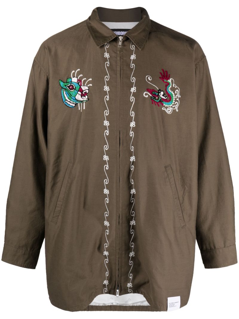 Green Souvenir Embroidered-motif Jacket