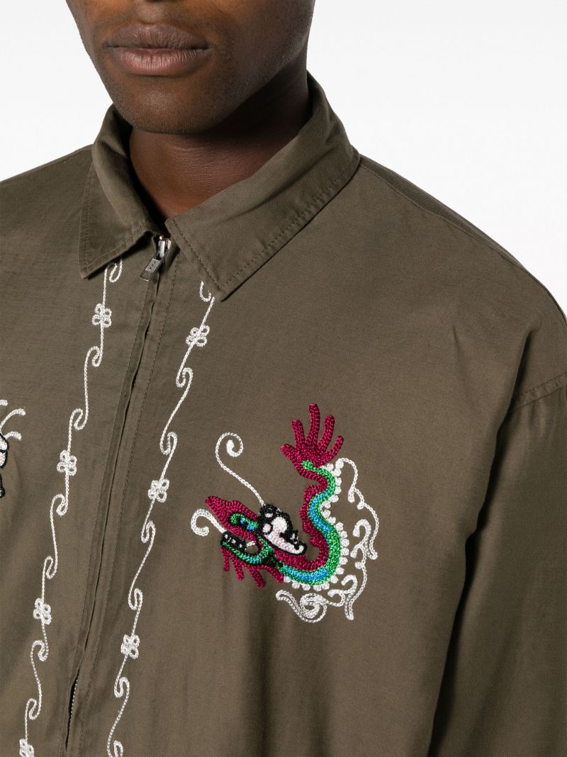 Green Souvenir Embroidered-motif Jacket