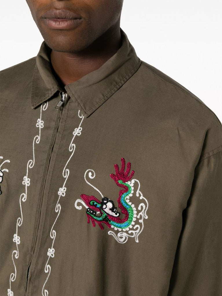 Green Souvenir Embroidered-motif Jacket