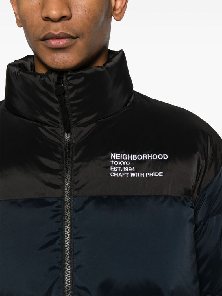 Blue Logo-embroidered Down Jacket