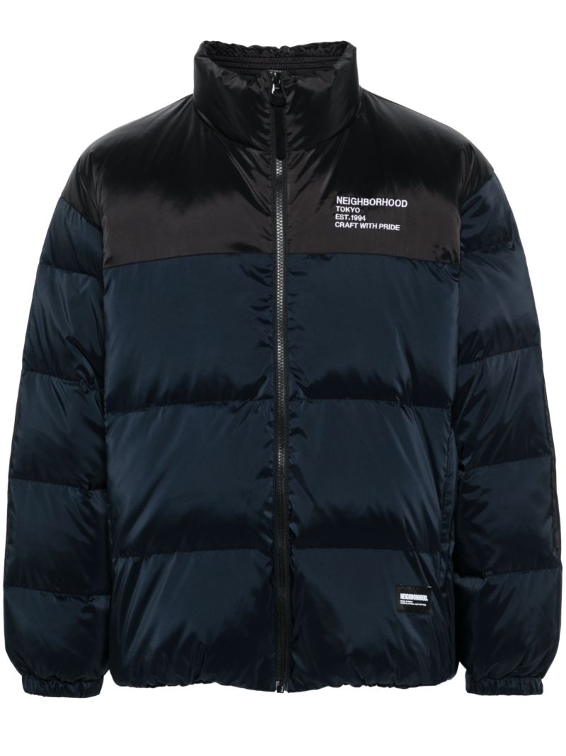 Blue Logo-embroidered Down Jacket