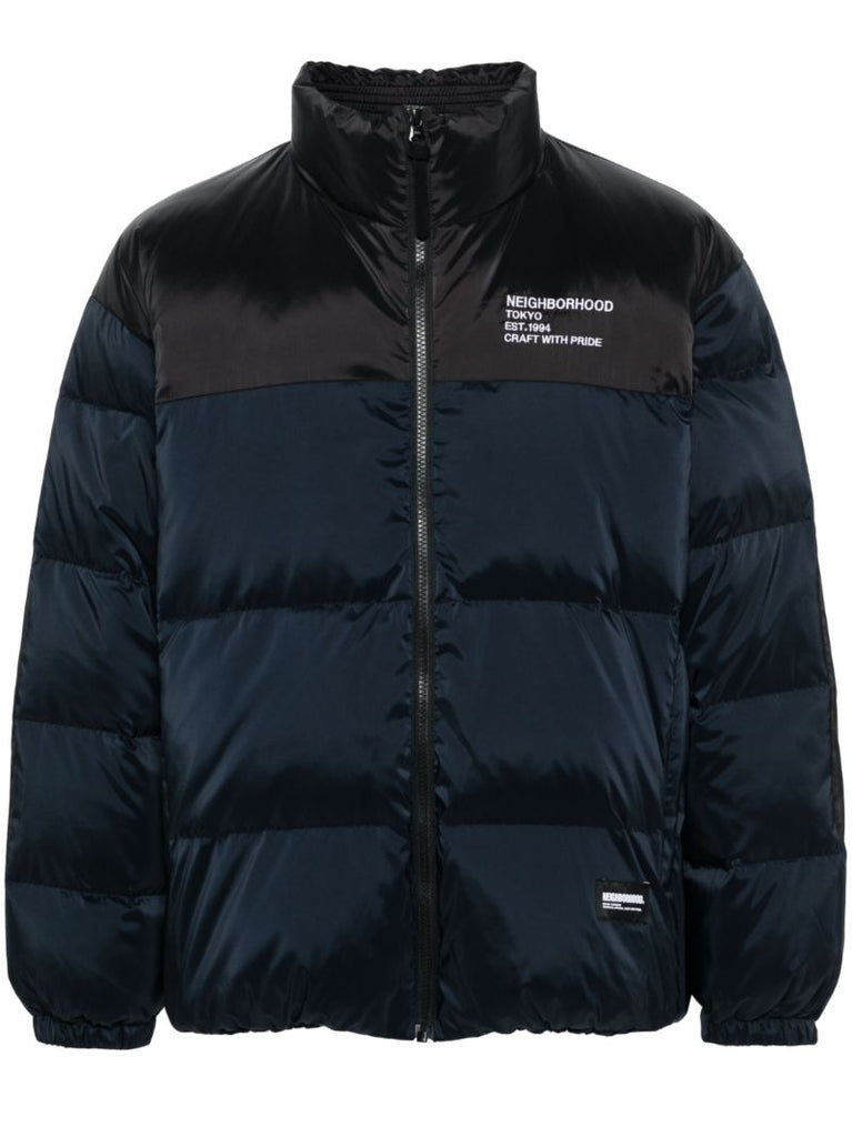 Blue Logo-embroidered Down Jacket
