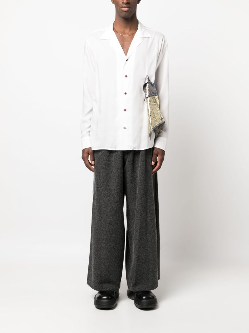 Grey Wide Leg Wool-blend Trousers