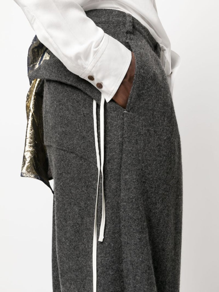 Grey Wide Leg Wool-blend Trousers