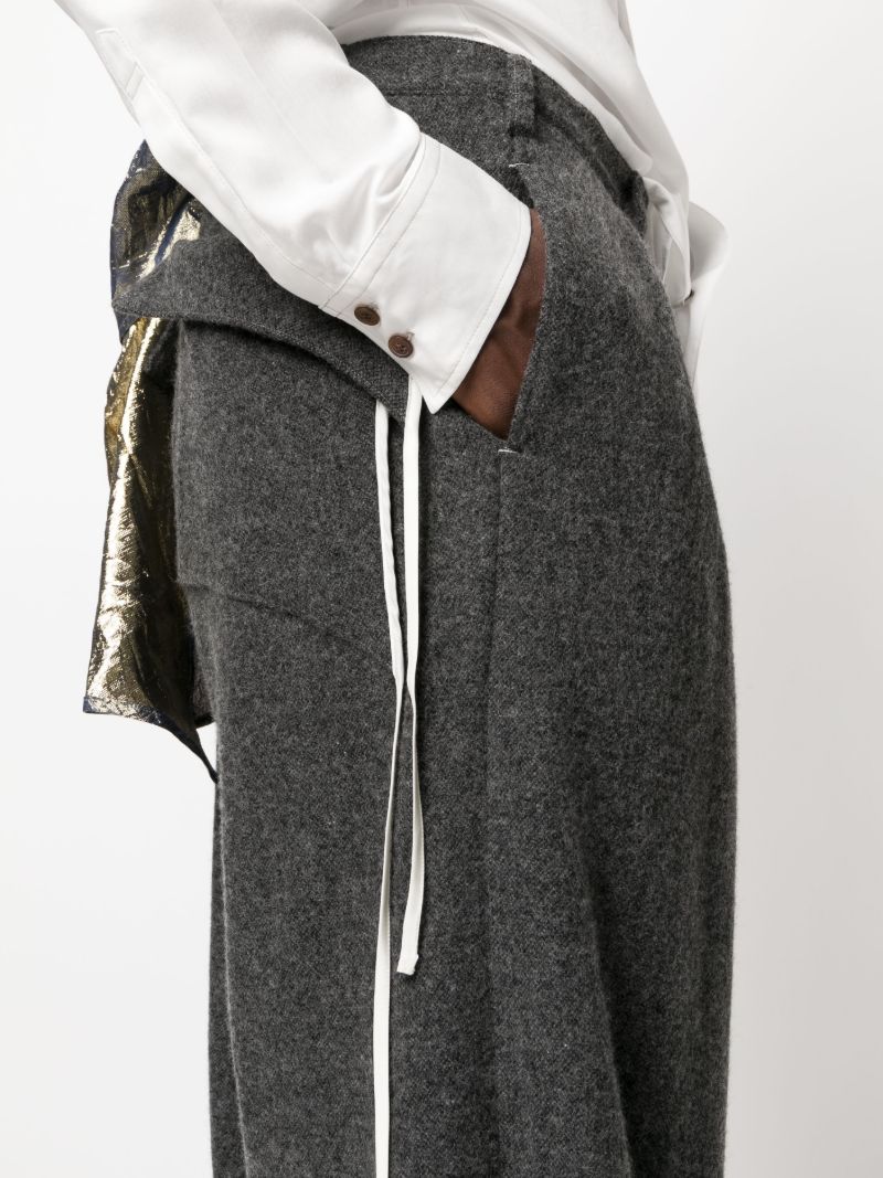 Grey Wide Leg Wool-blend Trousers
