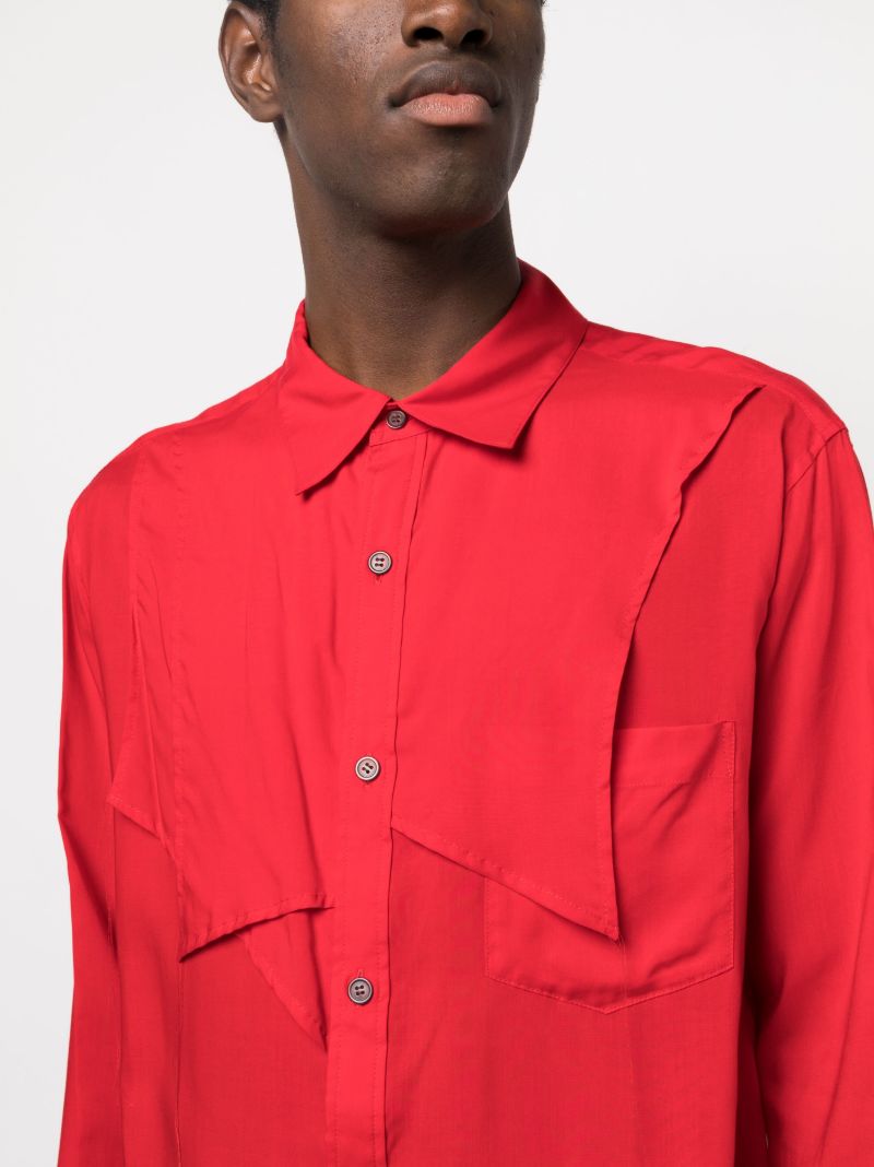 Red Asymmetric Panelled Shirt