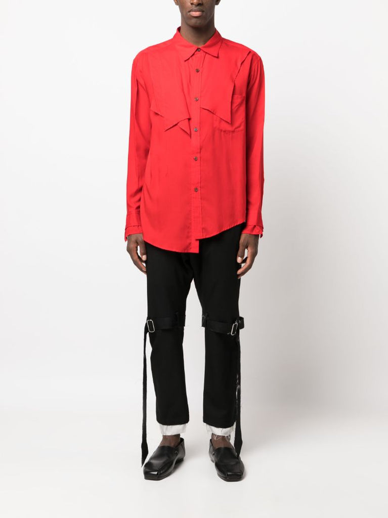 Red Asymmetric Panelled Shirt