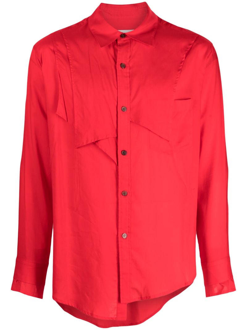 Red Asymmetric Panelled Shirt