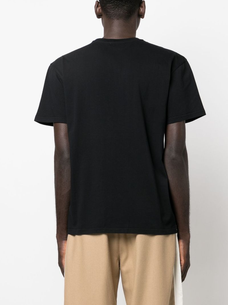 Black Logo-embroidered Cotton T-shirt