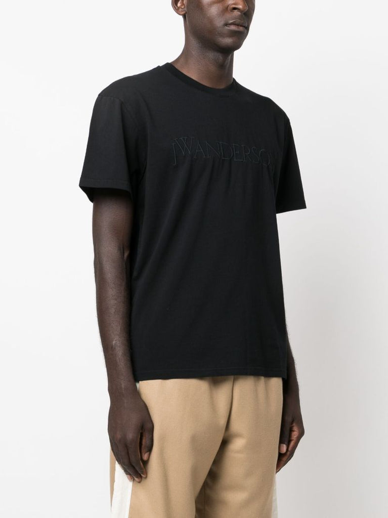 Black Logo-embroidered Cotton T-shirt