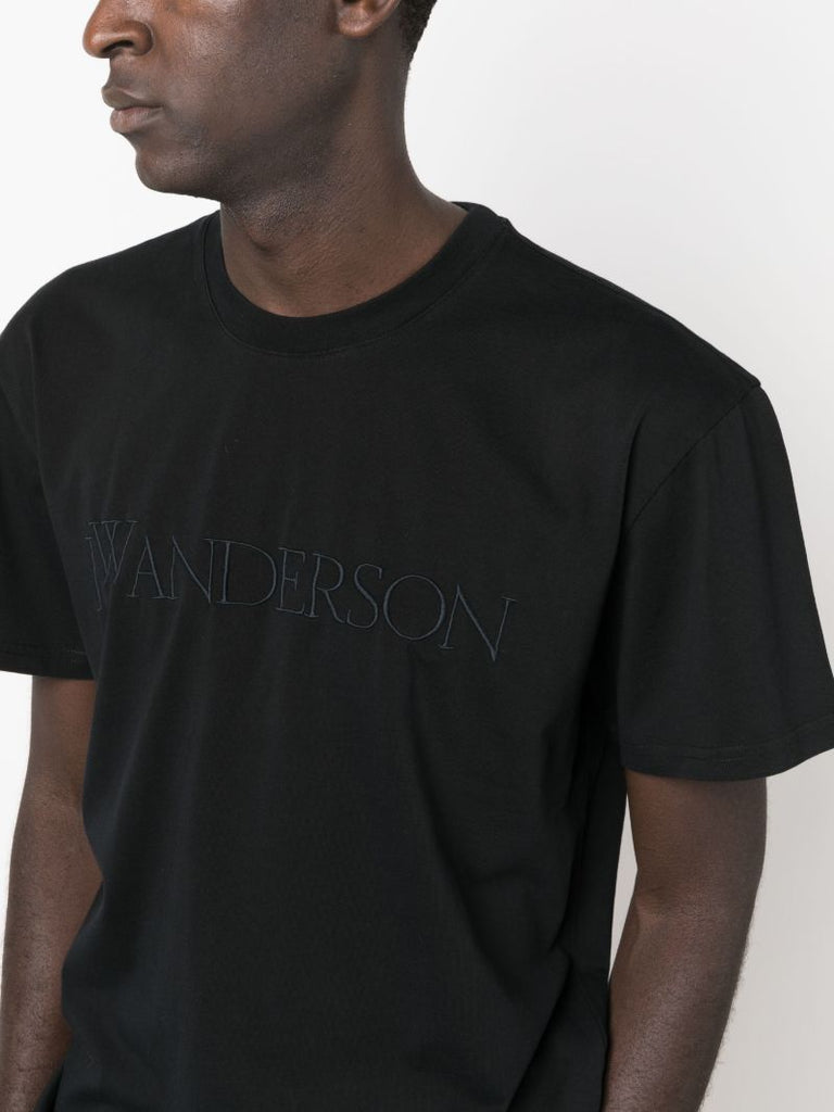 Black Logo-embroidered Cotton T-shirt