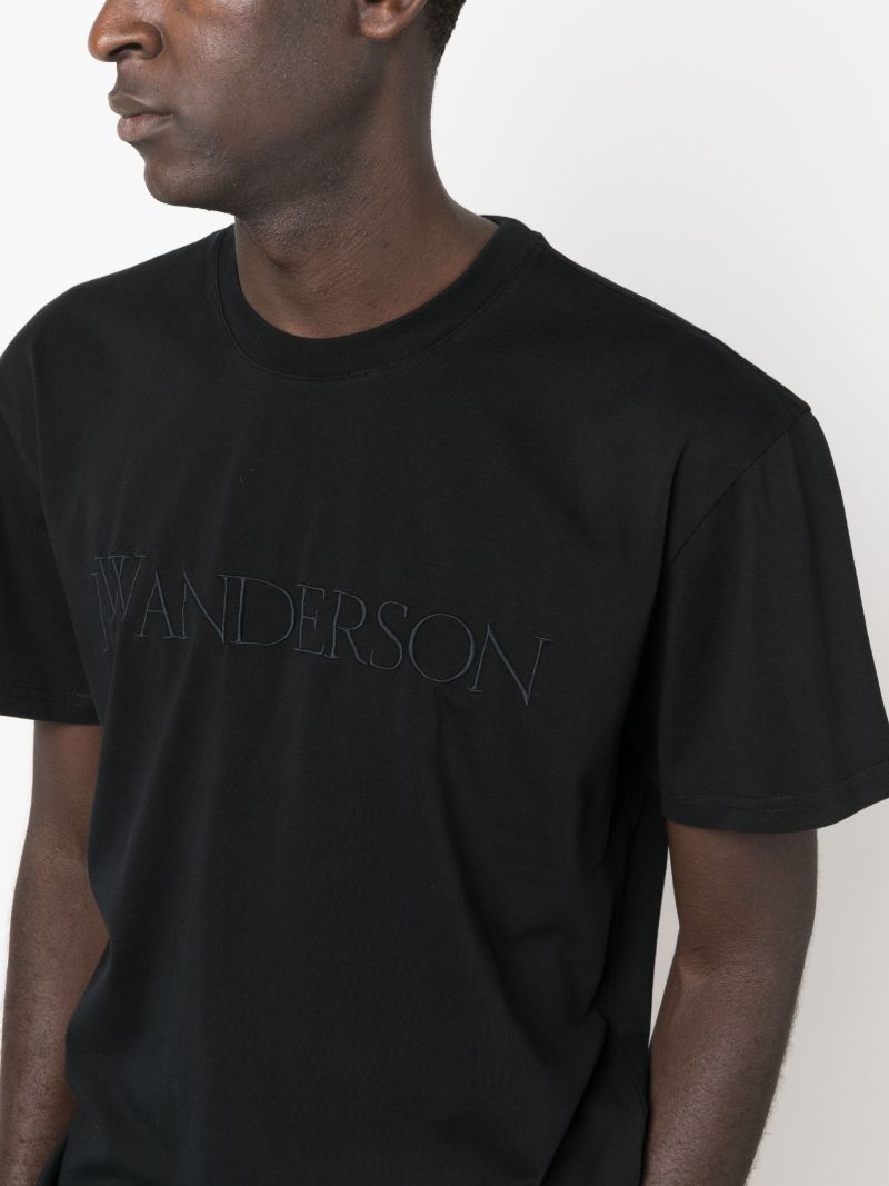 Black Logo-embroidered Cotton T-shirt