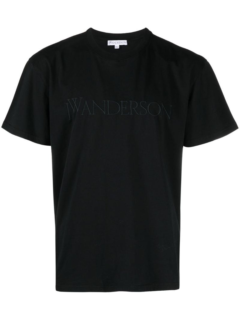 Black Logo-embroidered Cotton T-shirt