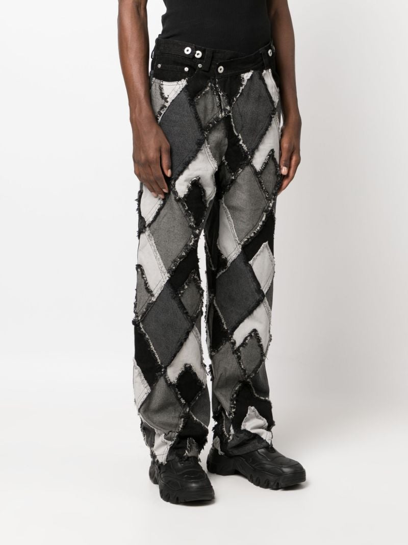 Black Patchwork Straight-leg Jeans