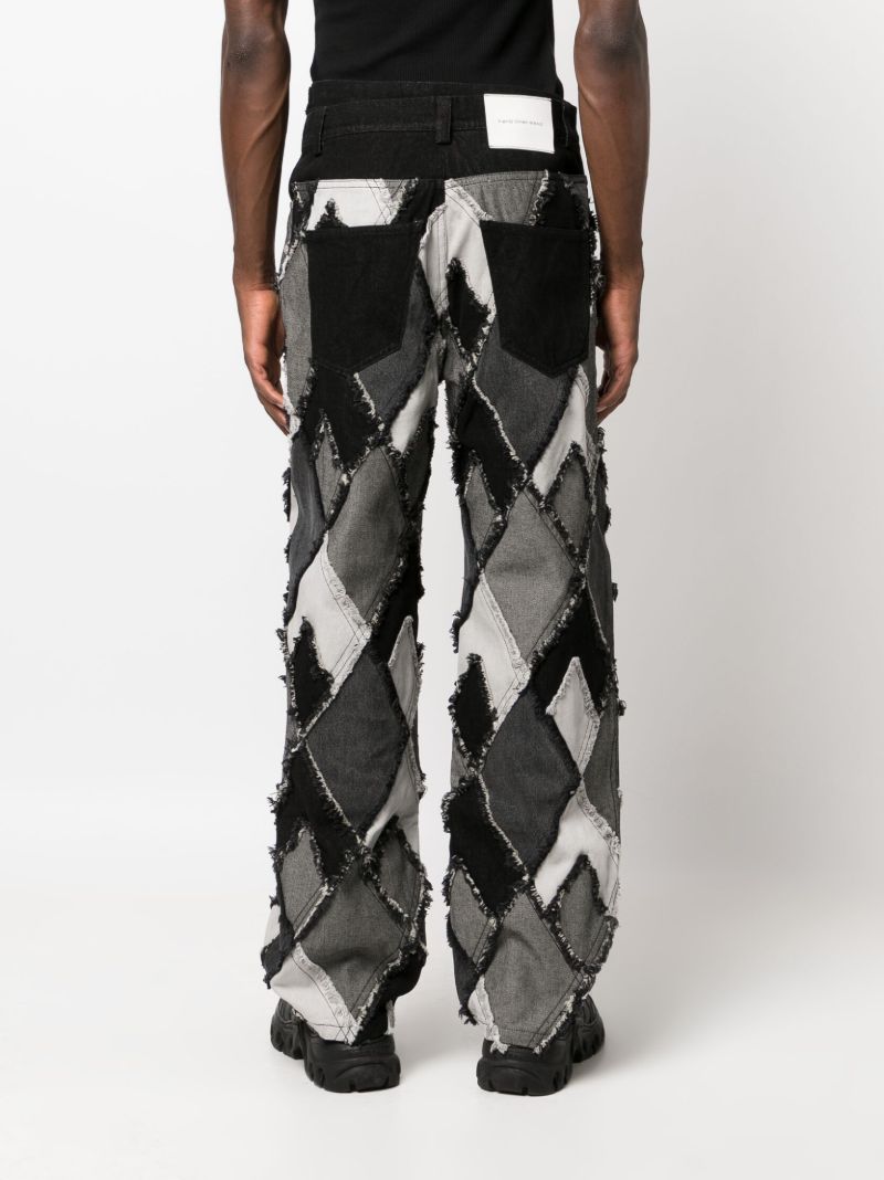 Black Patchwork Straight-leg Jeans