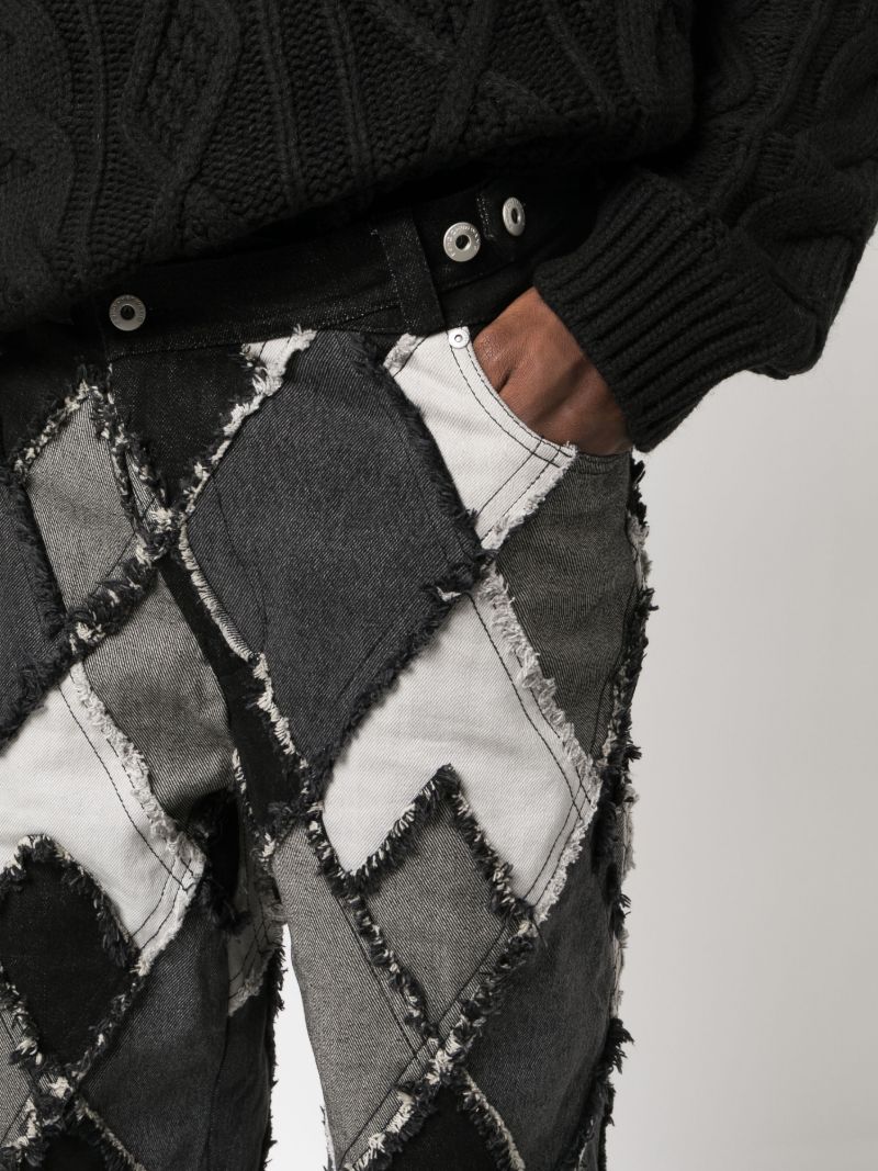 Black Patchwork Straight-leg Jeans
