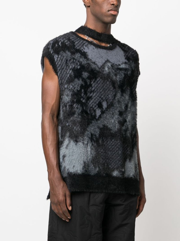 Grey Crew Neck Knitted Vest Top