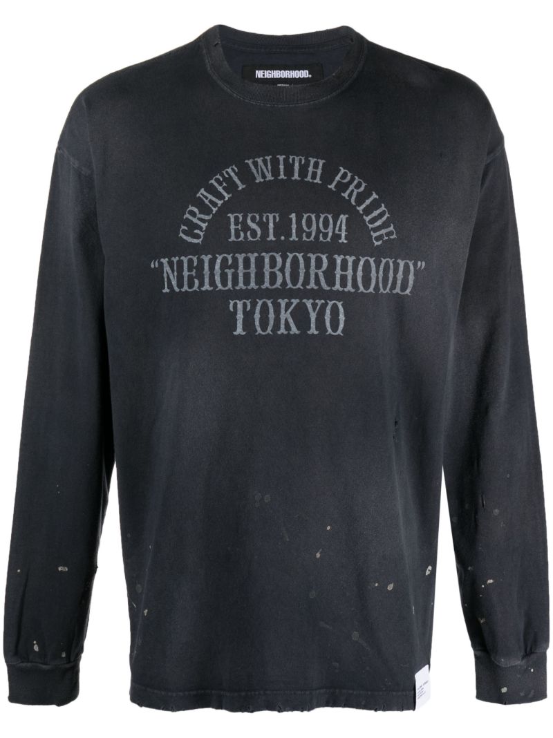 Black Damage Slogan-print T-shirt