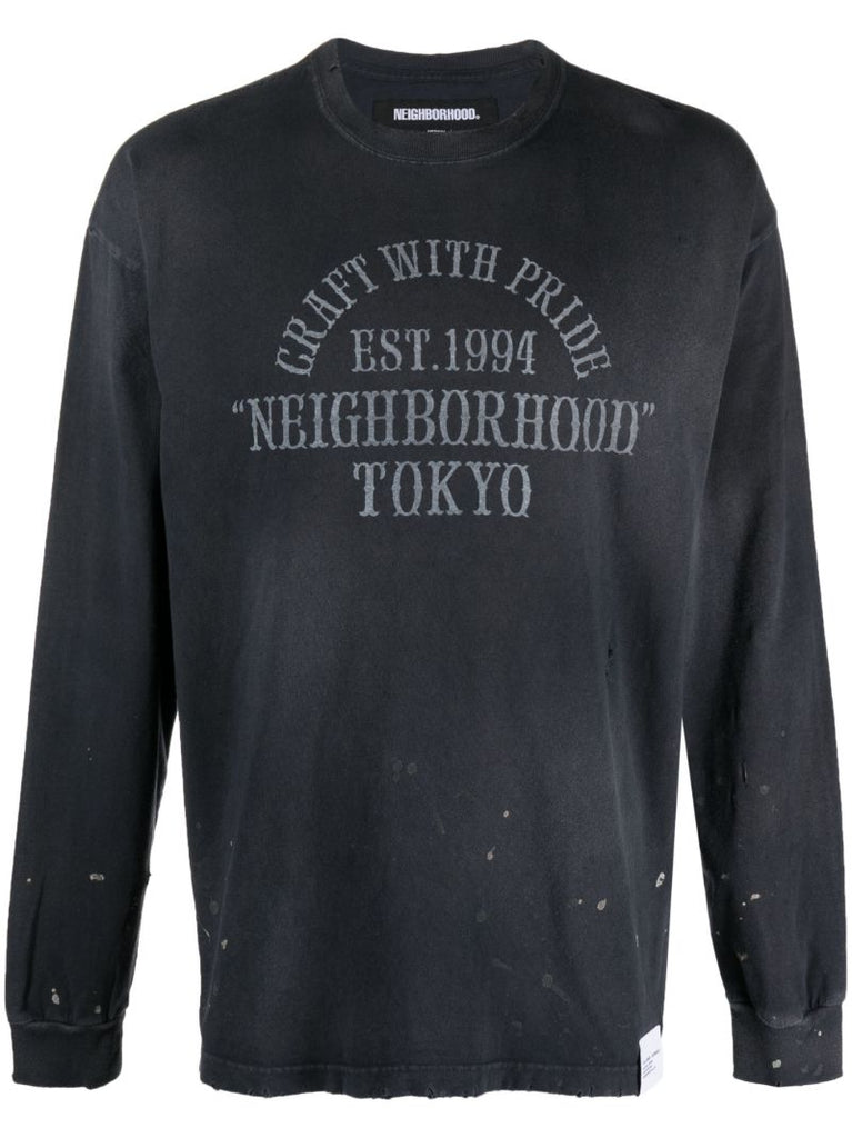Black Damage Slogan-print T-shirt