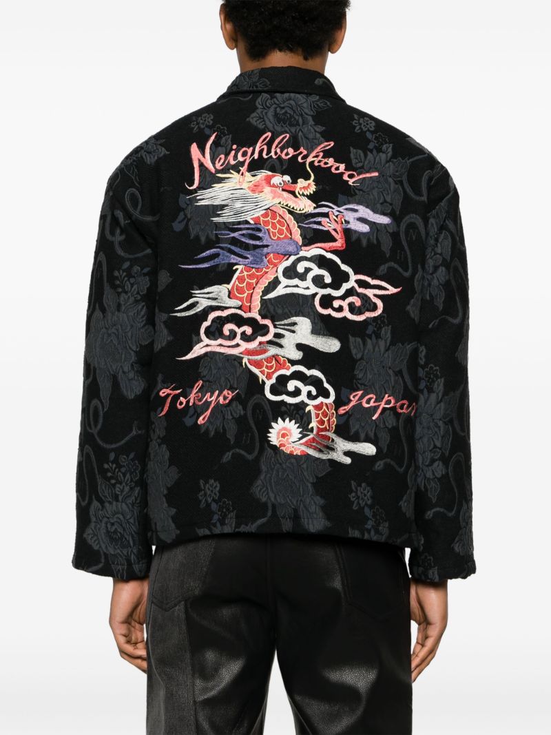 Black Souvenir Jacquard Shirt Jacket