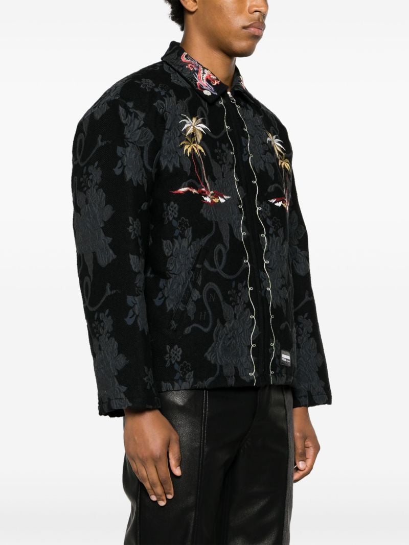 Black Souvenir Jacquard Shirt Jacket