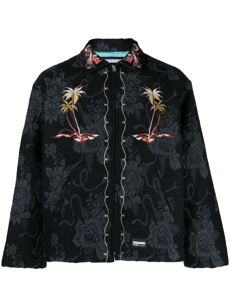 Black Souvenir Jacquard Shirt Jacket