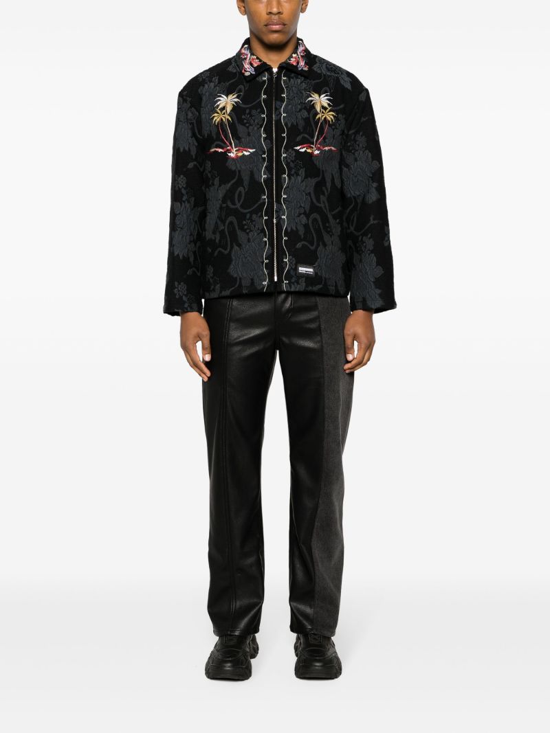 Black Souvenir Jacquard Shirt Jacket