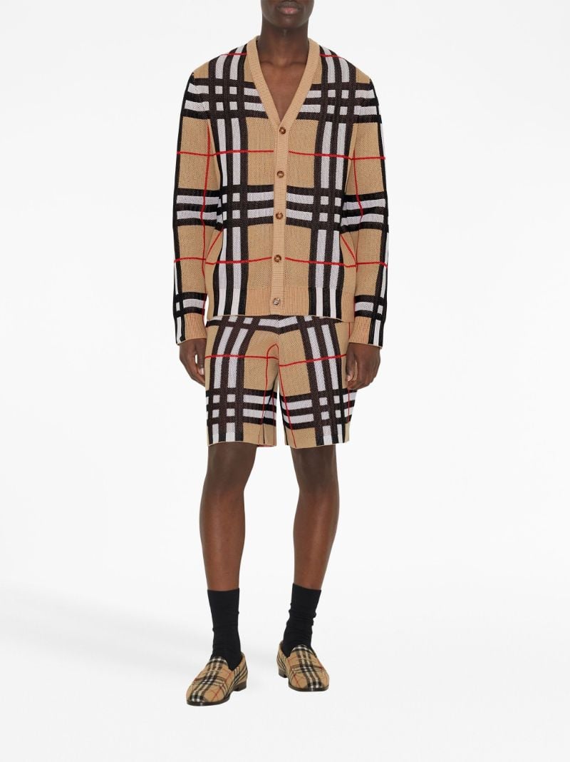 Beige Vintage Check V-neck Cardigan