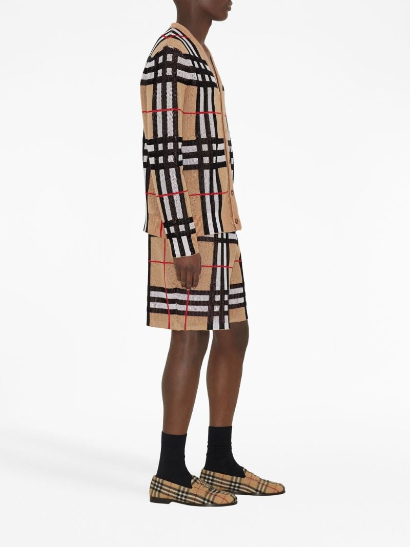 Beige Vintage Check V-neck Cardigan