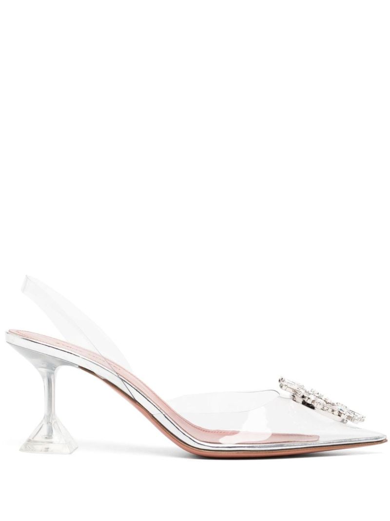 Silver Begum 70 Crystal-embellished Slingback Pumps