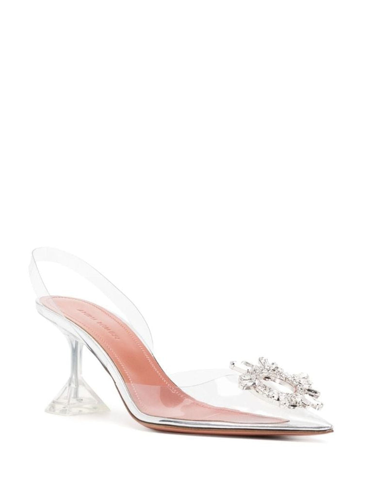 Silver Begum 70 Crystal-embellished Slingback Pumps