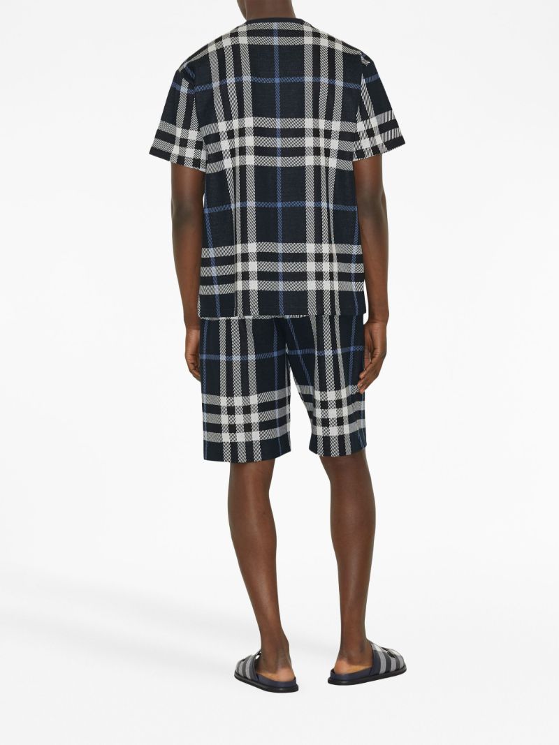 Blue Check Cotton T-shirt