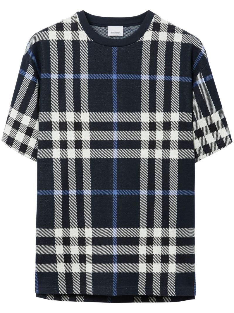 Blue Check Cotton T-shirt