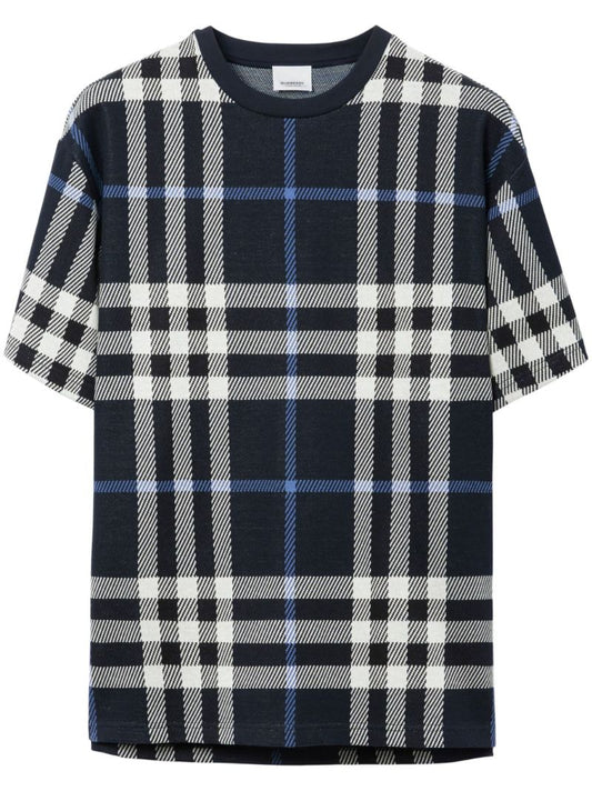 Blue Check Cotton T-shirt