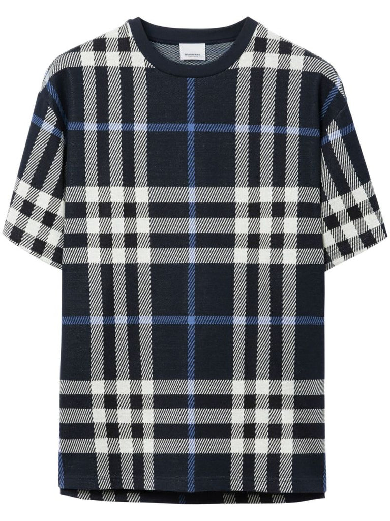Blue Check Cotton T-shirt