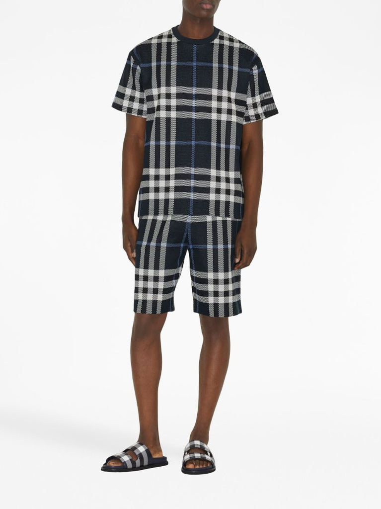 Blue Check Cotton T-shirt