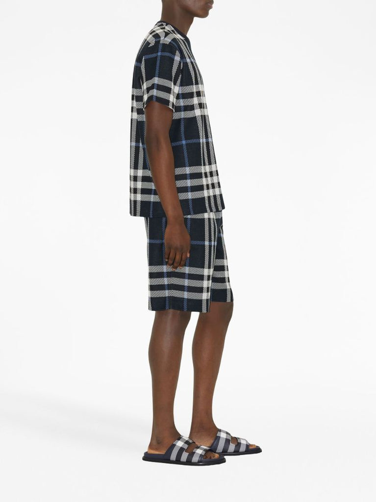 Blue Check Cotton T-shirt