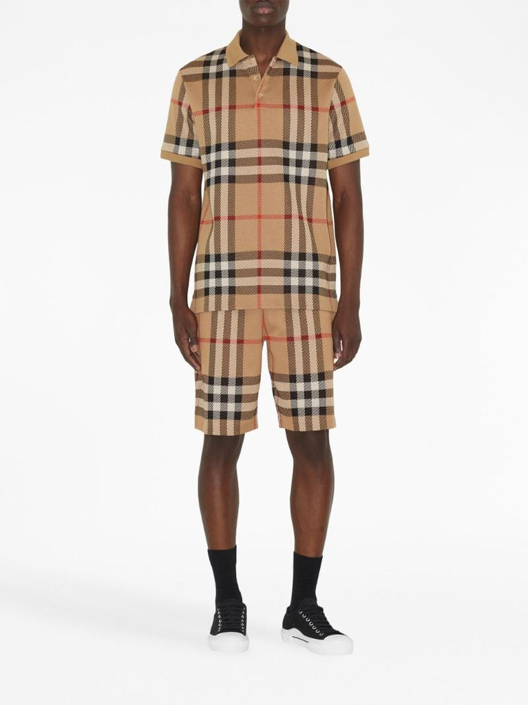 Beige Vintage Check Cotton Polo Shirt